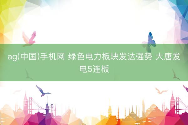 ag(中国)手机网 绿色电力板块发达强势 大唐发电5连板