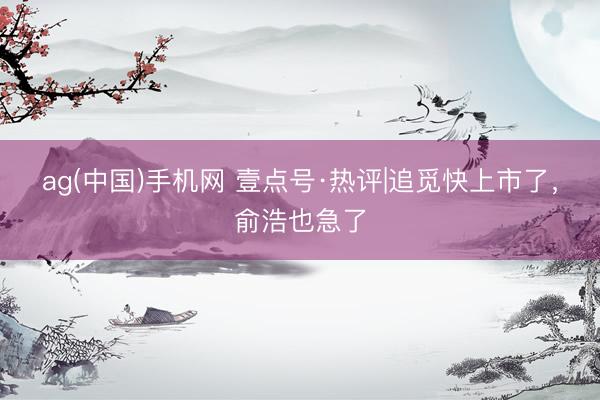 ag(中国)手机网 壹点号·热评|追觅快上市了，俞浩也急了