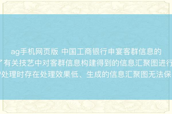 ag手机网页版 中国工商银行申宴客群信息的处理门径专利， 贬责了有关技艺中对客群信息构建得到的信息汇聚图进行逃匿保护处理时存在处理效果低、生成的信息汇聚图无法保留客群信息的畅达性特征的技艺问题