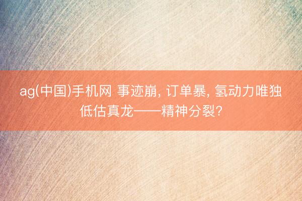 ag(中国)手机网 事迹崩， 订单暴， 氢动力唯独低估真龙——精神分裂?