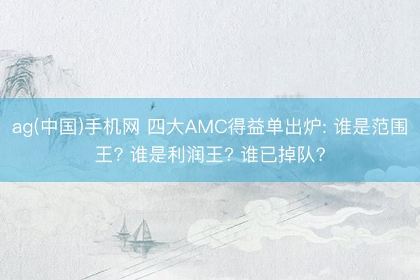 ag(中国)手机网 四大AMC得益单出炉: 谁是范围王? 谁是利润王? 谁已掉队?