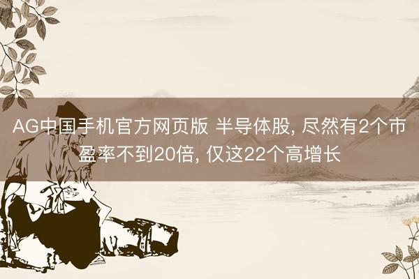 AG中国手机官方网页版 半导体股， 尽然有2个市盈率不到20倍， 仅这22个高增长