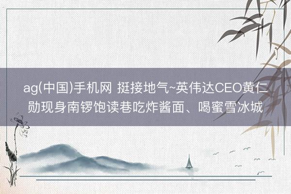 ag(中国)手机网 挺接地气~英伟达CEO黄仁勋现身南锣饱读巷吃炸酱面、喝蜜雪冰城