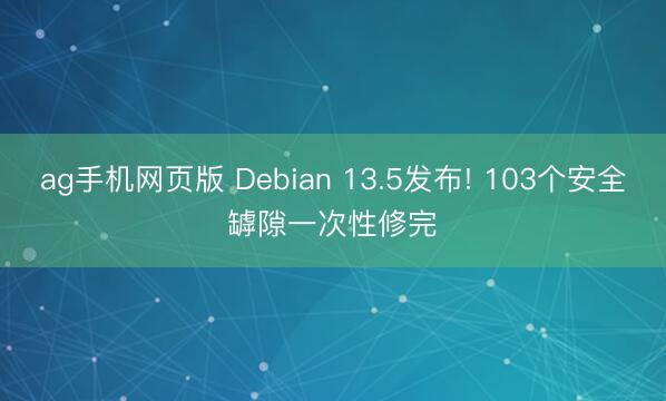 ag手机网页版 Debian 13.5发布! 103个安全罅隙一次性修完️