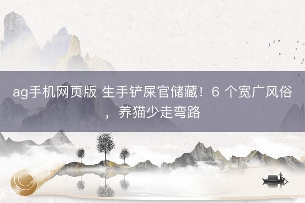 ag手机网页版 生手铲屎官储藏！6 个宽广风俗，养猫少走弯路