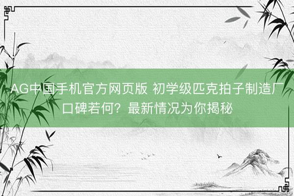 AG中国手机官方网页版 初学级匹克拍子制造厂口碑若何?最新情况为你揭秘